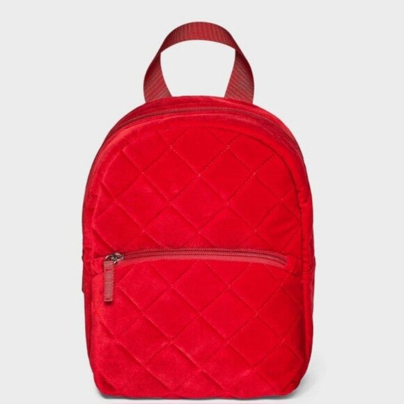 Cat & Jack Girls' Quilted Velvet 10" Mini Backpack 4KIDF-AG - Picture 3 of 7
